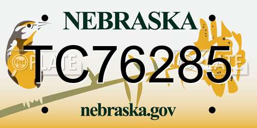 TC76285 Nebraska License Plate