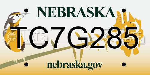 TC7G285 Nebraska License Plate