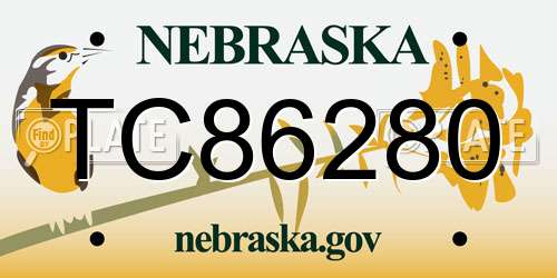 TC86280 Nebraska License Plate