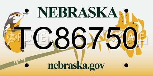 TC86750 Nebraska License Plate