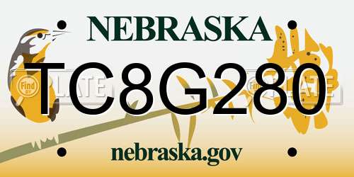 TC8G280 Nebraska License Plate