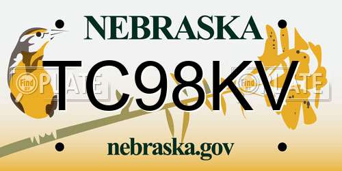 TC98KV Nebraska License Plate