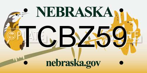 TCBZ59 Nebraska License Plate
