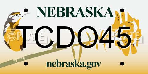 TCDO45 Nebraska License Plate
