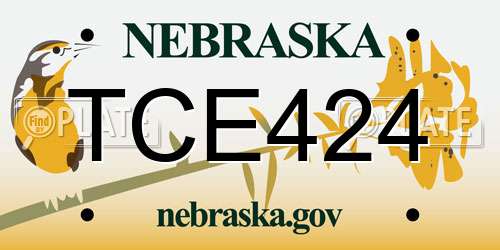 TCE424 Nebraska License Plate