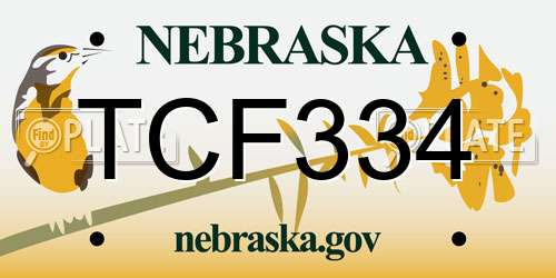 TCF334 Nebraska License Plate