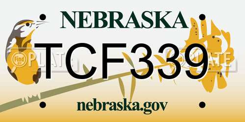 TCF339 Nebraska License Plate
