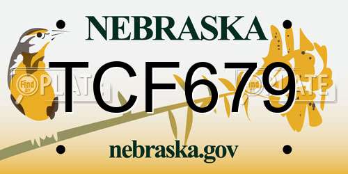 TCF679 Nebraska License Plate