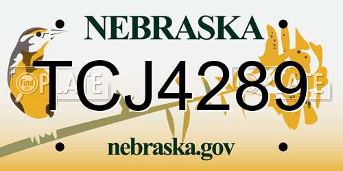 TCJ4289 Nebraska License Plate