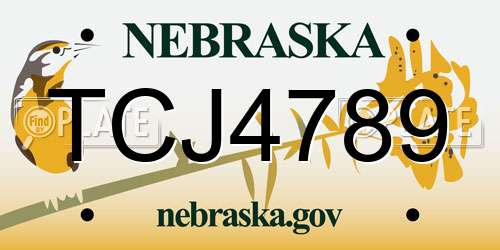 TCJ4789 Nebraska License Plate