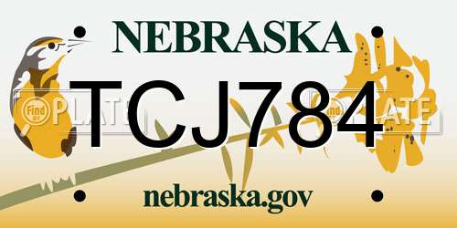 TCJ784 Nebraska License Plate