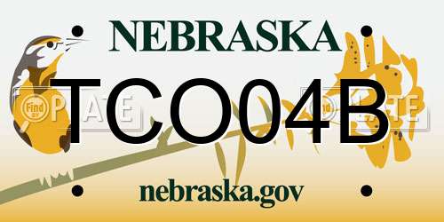 TCO04B Nebraska License Plate