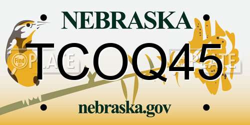 TCOQ45 Nebraska License Plate