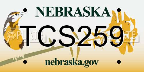 TCS259 Nebraska License Plate