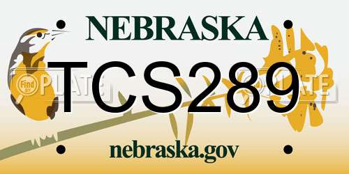 TCS289 Nebraska License Plate