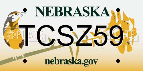 TCSZ59 Nebraska License Plate