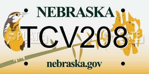 TCV208 Nebraska License Plate