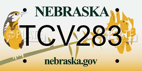 TCV283 Nebraska License Plate