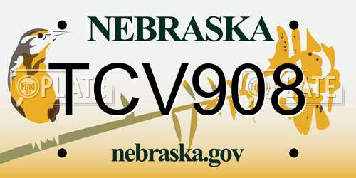 TCV908 Nebraska License Plate