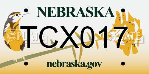 TCX017 Nebraska License Plate
