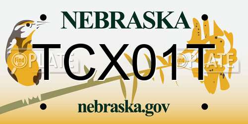TCX01T Nebraska License Plate