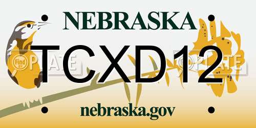 TCXD12 Nebraska License Plate