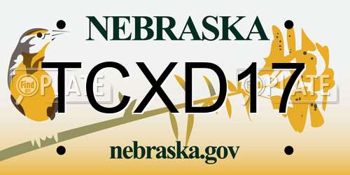 TCXD17 Nebraska License Plate