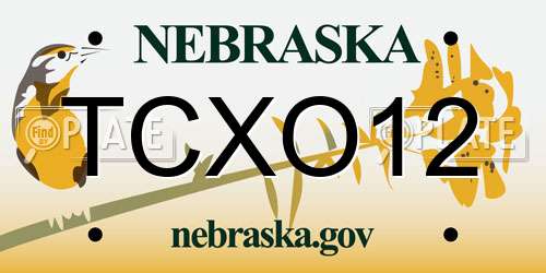 TCXO12 Nebraska License Plate