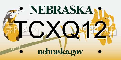 TCXQ12 Nebraska License Plate