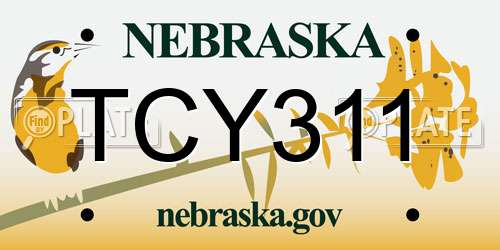 TCY311 Nebraska License Plate