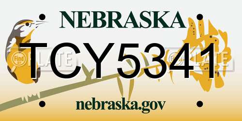 TCY5341 Nebraska License Plate