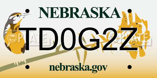 TD0G2Z Nebraska License Plate