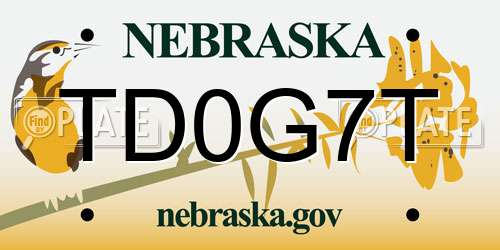 TD0G7T Nebraska License Plate