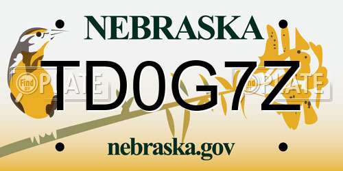 TD0G7Z Nebraska License Plate