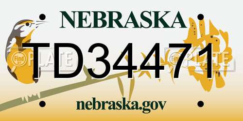 TD34471 Nebraska License Plate