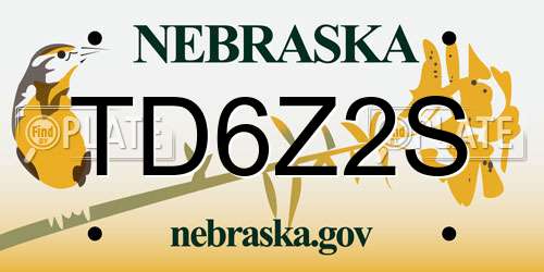 TD6Z2S Nebraska License Plate