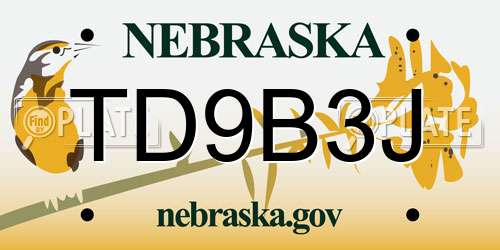 TD9B3J Nebraska License Plate