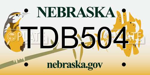 TDB504 Nebraska License Plate