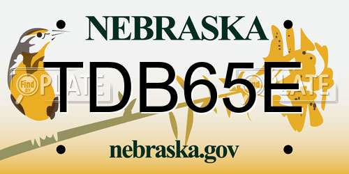TDB65E Nebraska License Plate