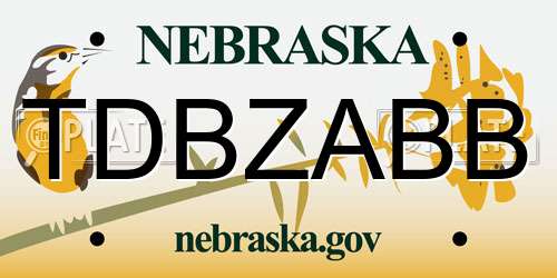 TDBZABB Nebraska License Plate