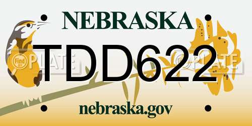 TDD622 Nebraska License Plate