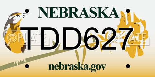TDD627 Nebraska License Plate