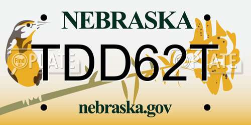 TDD62T Nebraska License Plate