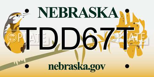 TDD67T Nebraska License Plate