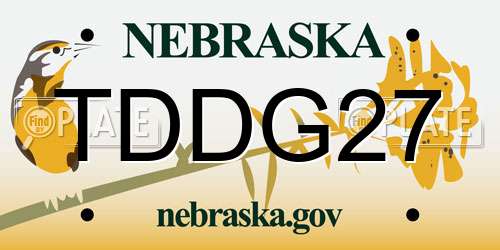 TDDG27 Nebraska License Plate