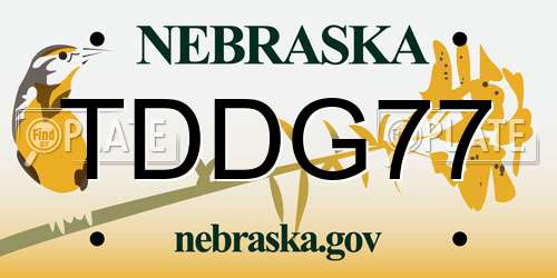 TDDG77 Nebraska License Plate