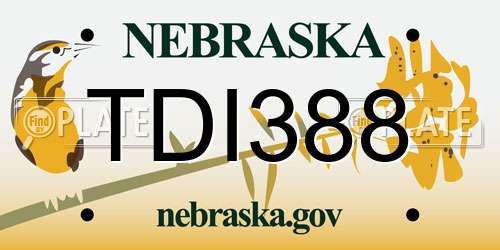 TDI388 Nebraska License Plate