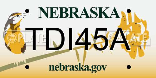 TDI45A Nebraska License Plate