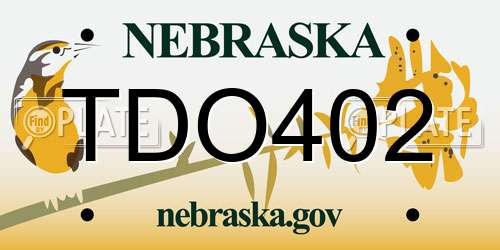 TDO402 Nebraska License Plate