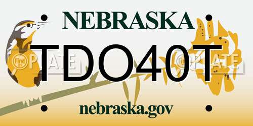 TDO40T Nebraska License Plate